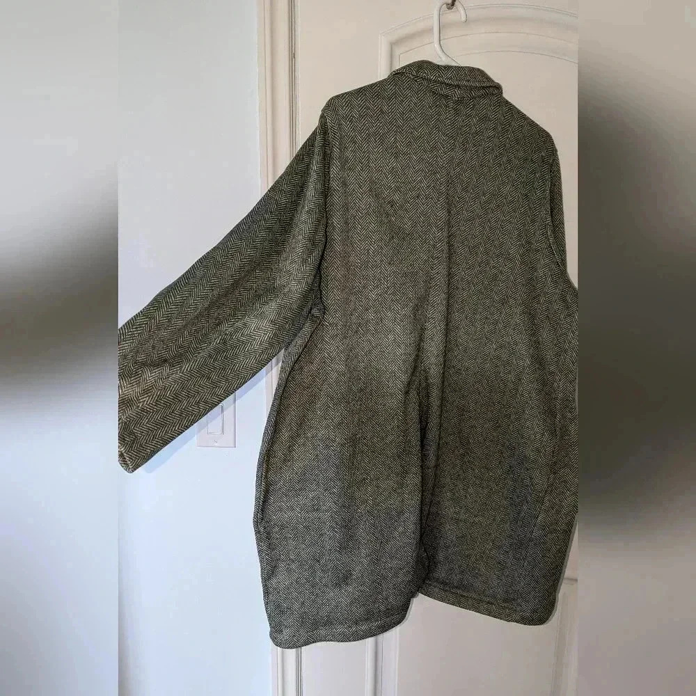 Green and White Herringbone Blazer Jacket Land's End Size 2X - Picture 4 of 7